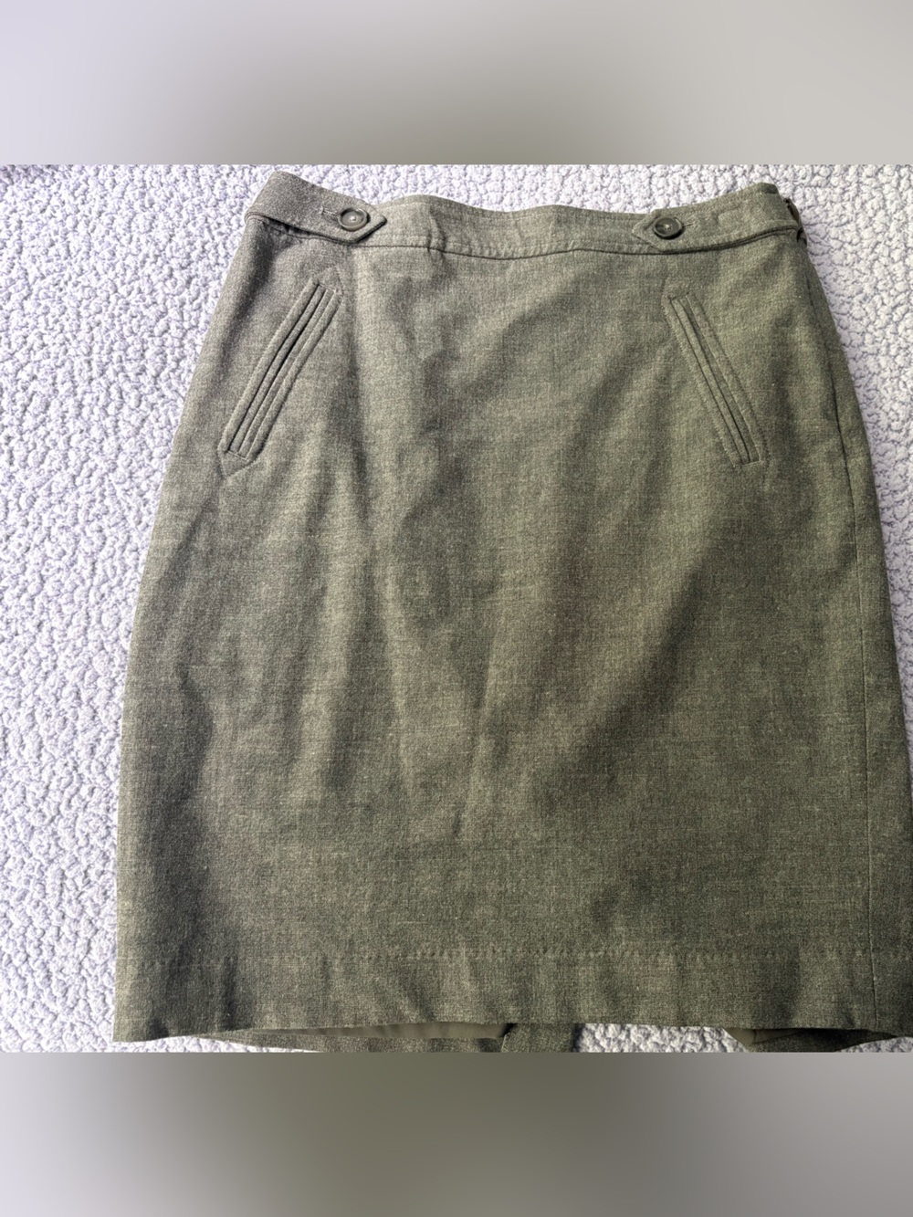 LOFT Grey Petite Skirt with Button Accent